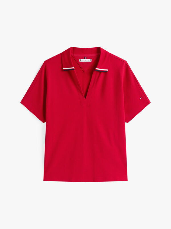 LYOCELL TIPPING OPEN SS POLO Kadın Kırmızı Polo - WW0WW46512