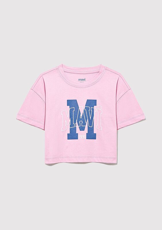 M BASKILI LOGO TİŞÖRT Kız Çocuk Pembe T-Shirt - M7610276