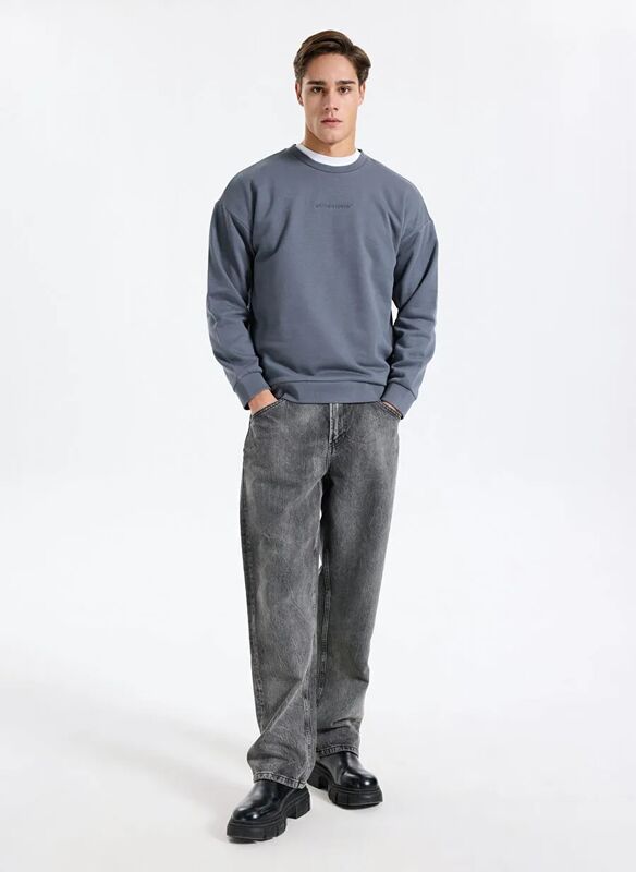 M Essential Crewneck Sweatshirt Erkek Gri Sweatshirt - S2610015