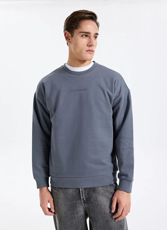 M Essential Crewneck Sweatshirt Erkek Gri Sweatshirt - S2610015