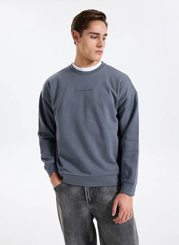 Skechers - M Essential Crewneck Sweatshirt Erkek Gri Sweatshirt - S2610015