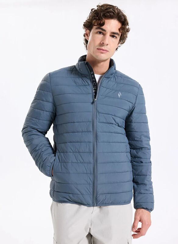 Skechers - M Essential Outerwear Puffer Jacket Erkek Gri Mont - S2520277