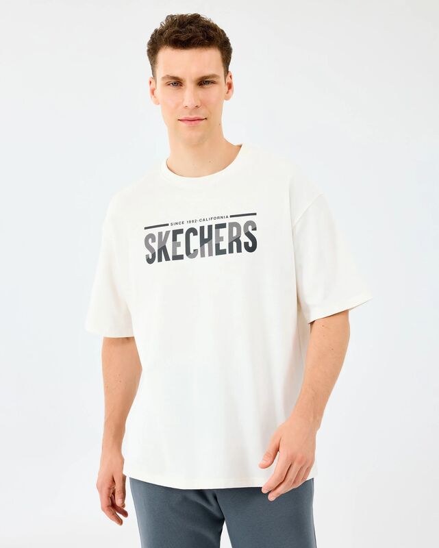 Skechers - M Heavy Fabric T-Shirt Erkek Beyaz T-Shirt - S2520120