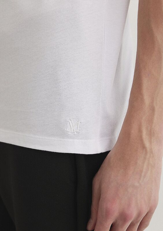 M062772-20843 Erkek Beyaz Basic T-Shirt - M062772