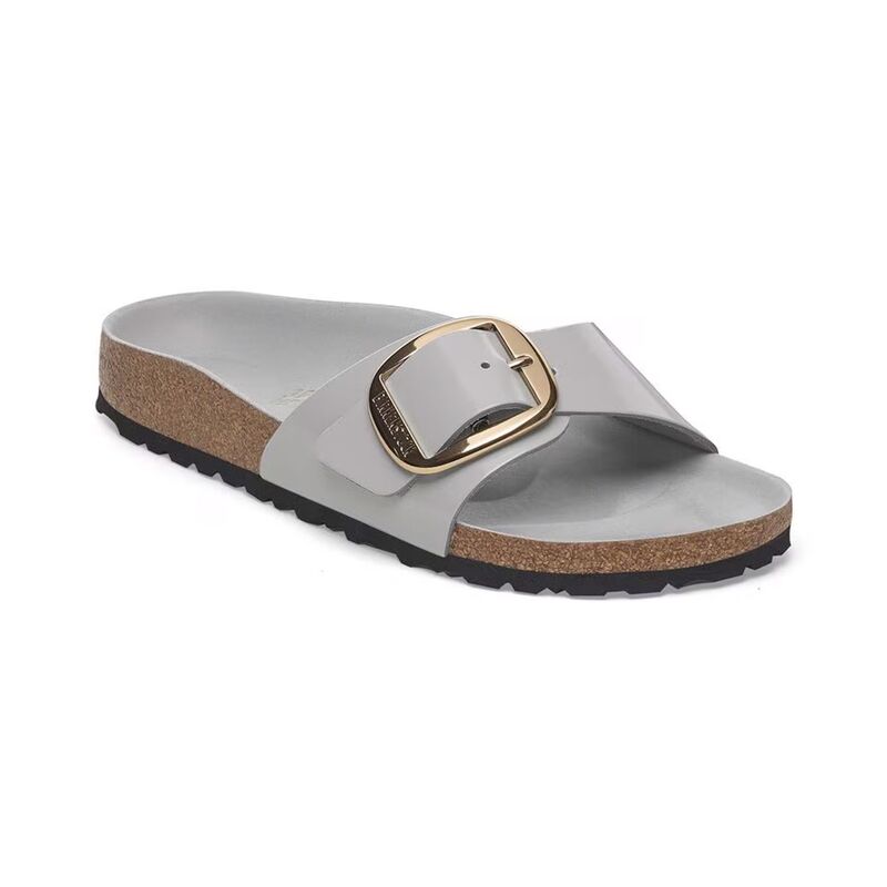 Birkenstock - MADRID BIG BUCKLE NL HIGH SHINE Kadın Gri Terlik - 1029534