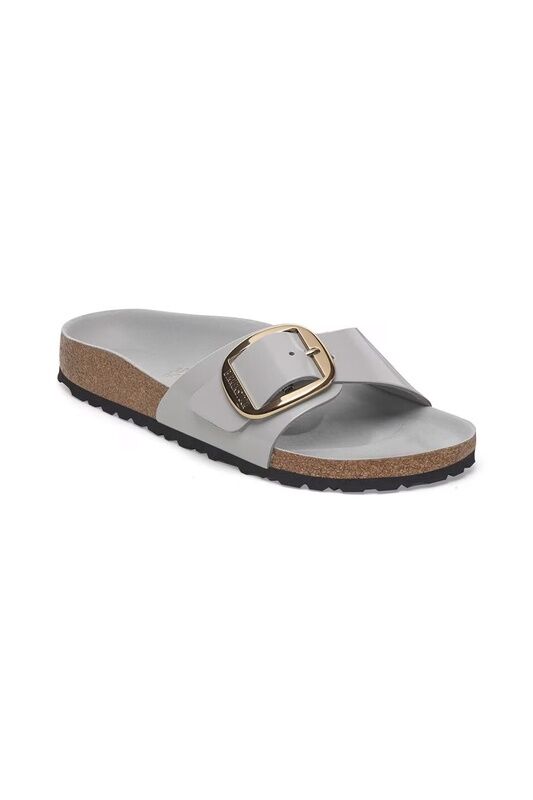 Birkenstock - MADRID BIG BUCKLE NL HIGH SHINE Kadın Gri Terlik - 1029534