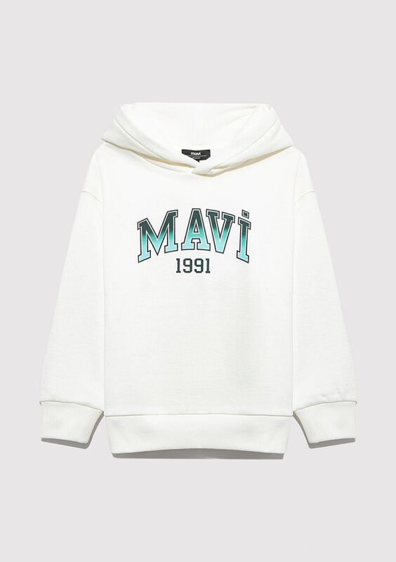 MAVI 1991 BASKILI KAPŞONLU SWEATSHIRT Erkek Çocuk Beyaz Sweatshirt - M6S10167