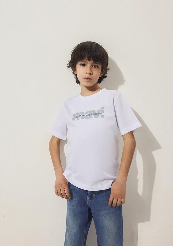 MAVİ BASKILI LOGO TİŞÖRT Erkek Çocuk Beyaz T-Shirt - M6610286