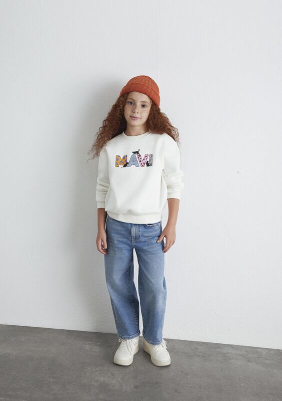 Mavi - MAVİ BASKILI SWEATSHİRT Kız Çocuk Beyaz Sweatshirt - M7S10169