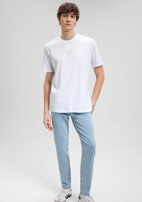 MAVİ BASKILI TİŞÖRT Erkek Beyaz Basic T-Shirt - M0610100