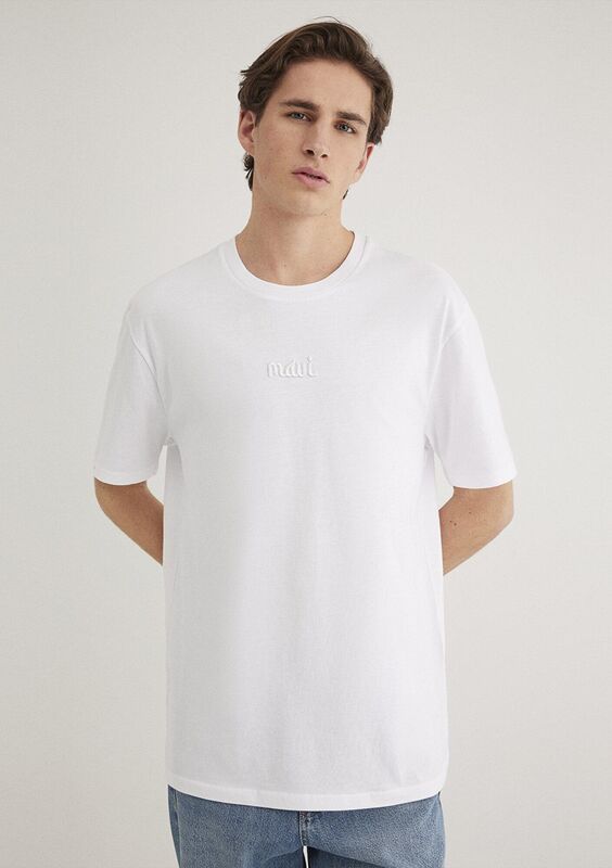MAVİ BASKILI TİŞÖRT Erkek Beyaz Basic T-Shirt - M0610100