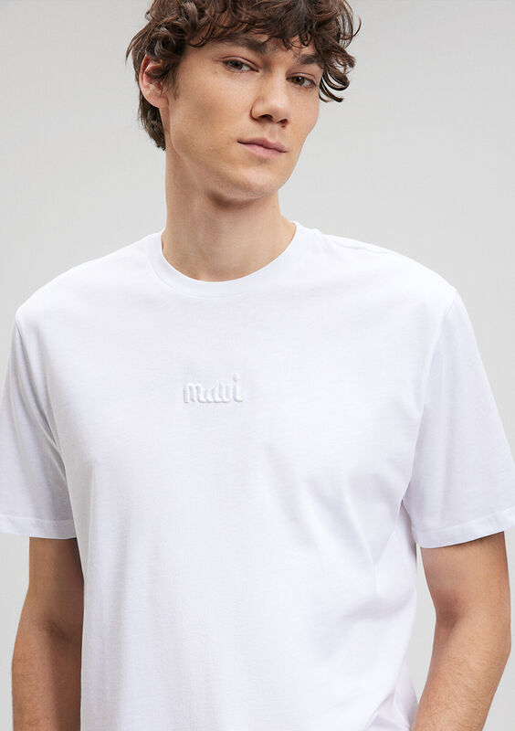 MAVİ BASKILI TİŞÖRT Erkek Beyaz Basic T-Shirt - M0610100