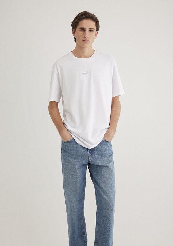 MAVİ BASKILI TİŞÖRT Erkek Beyaz Basic T-Shirt - M0610100