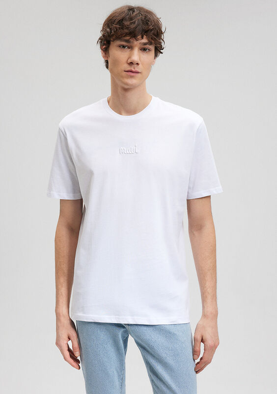 MAVİ BASKILI TİŞÖRT Erkek Beyaz Basic T-Shirt - M0610100