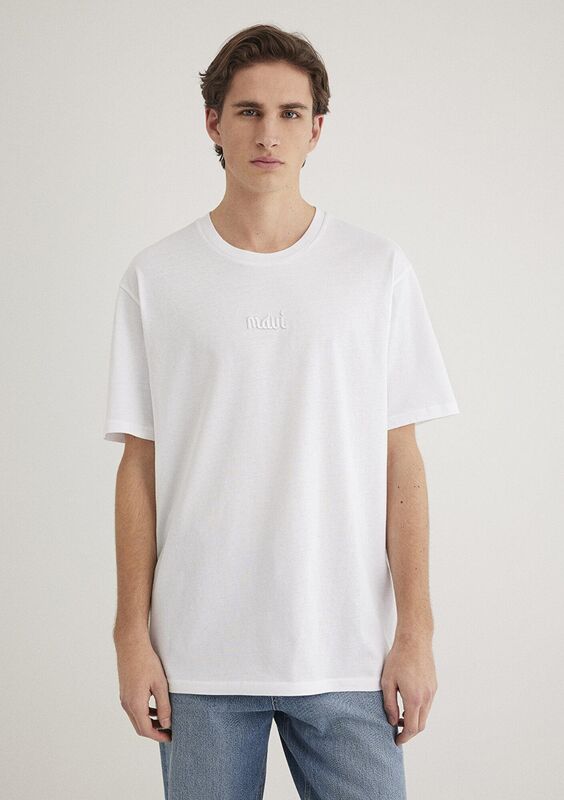 MAVİ BASKILI TİŞÖRT Erkek Beyaz Basic T-Shirt - M0610100