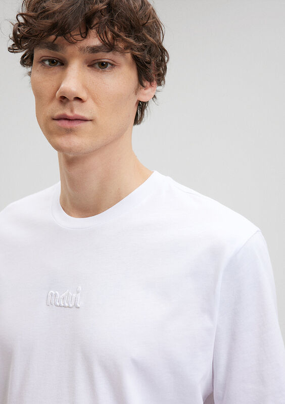 MAVİ BASKILI TİŞÖRT Erkek Beyaz Basic T-Shirt - M0610100