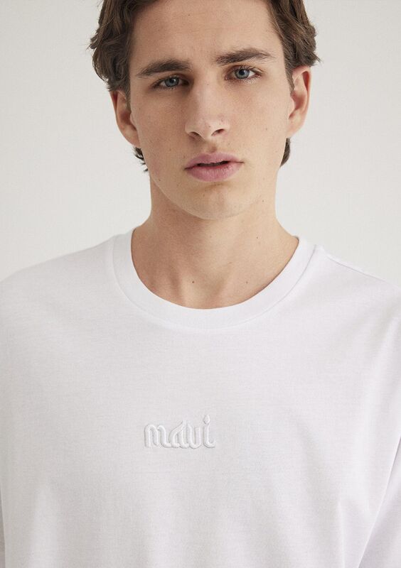 MAVİ BASKILI TİŞÖRT Erkek Beyaz Basic T-Shirt - M0610100