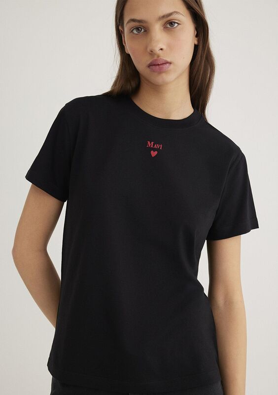 MAVI BASKILI TISÖRT Kadın Siyah Basic T-Shirt - M1601185