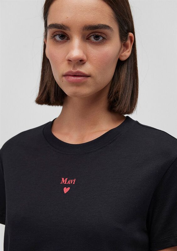 MAVI BASKILI TISÖRT Kadın Siyah Basic T-Shirt - M1601185