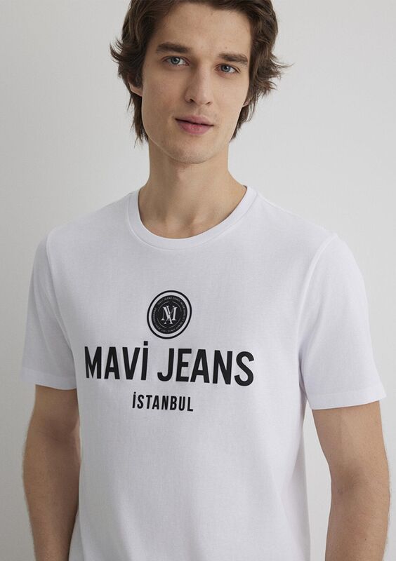 MAVİ JEANS BASKILI TİŞÖRT Erkek Beyaz T-Shirt - M066195