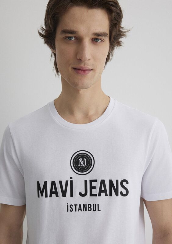 MAVİ JEANS BASKILI TİŞÖRT Erkek Beyaz T-Shirt - M066195