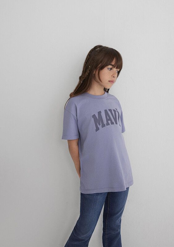 Mavi - MAVİ JENERİK LOGO BASKILI TİŞÖRT Kız Çocuk Mavi T-Shirt - M7610385