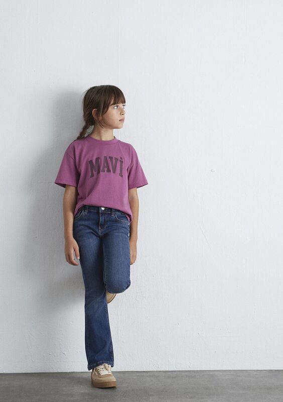 Mavi - MAVİ JENERİK LOGO BASKILI TİŞÖRT Kız Çocuk Mor T-Shirt - M7610385