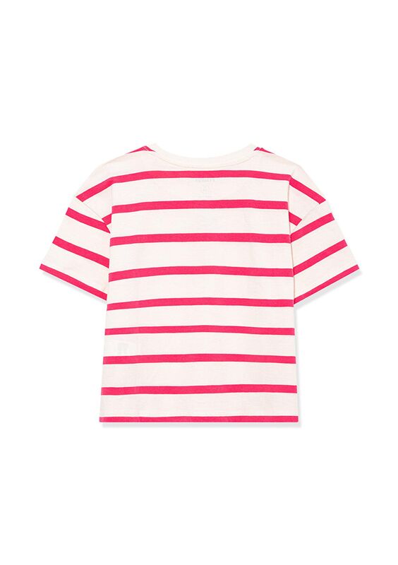 MAVİ LOGO BASKILI ÇİZGİLİ CROP TİŞÖRT Kız Çocuk Pembe T-Shirt - M7610182