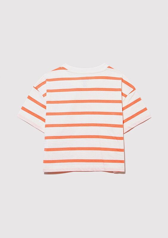 MAVİ LOGO BASKILI ÇİZGİLİ CROP TİŞÖRT Kız Çocuk Turuncu T-Shirt - M7610182