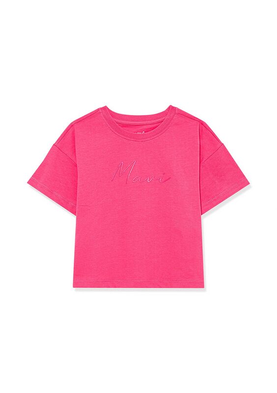 MAVİ LOGO BASKILI CROP TİŞÖRT Kız Çocuk Pembe T-Shirt - M7610181
