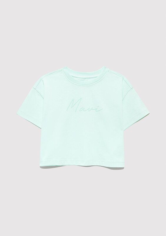 MAVİ LOGO BASKILI CROP TİŞÖRT Kız Çocuk Yeşil T-Shirt - M7610181