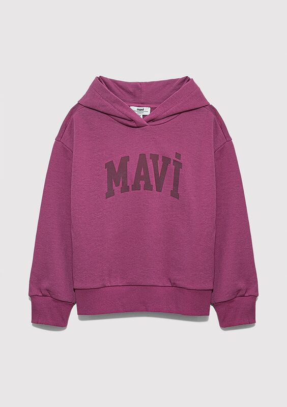 MAVİ LOGO BASKILI KAPŞONLU SWEATSHIRT Kız Çocuk Mor Sweatshirt - M7S10147