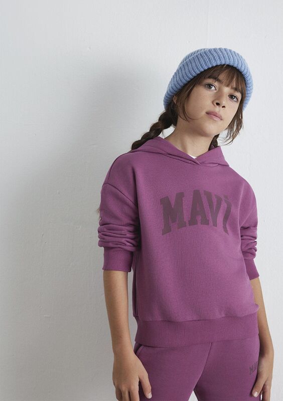 Mavi - MAVİ LOGO BASKILI KAPŞONLU SWEATSHIRT Kız Çocuk Mor Sweatshirt - M7S10147