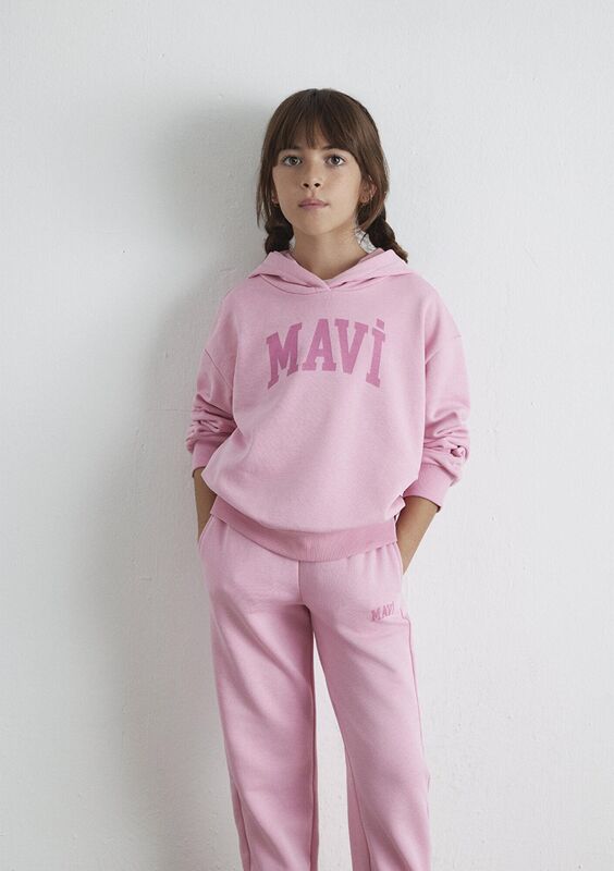 Mavi - MAVİ LOGO BASKILI KAPŞONLU SWEATSHIRT Kız Çocuk Pembe Sweatshirt - M7S10147