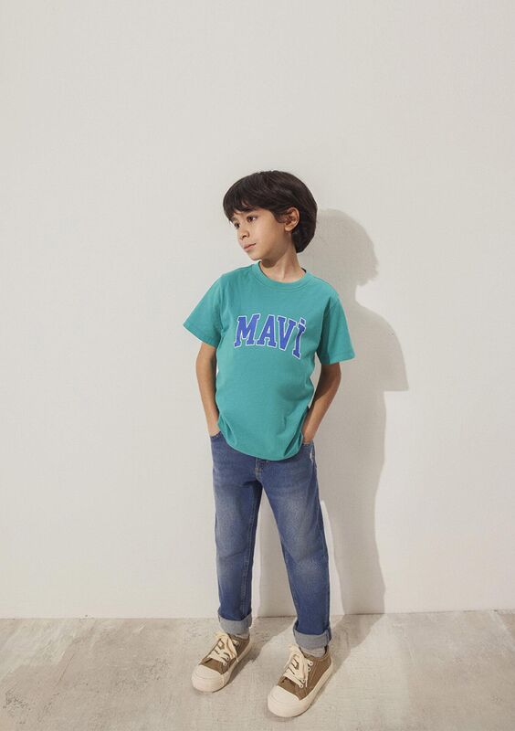 MAVİ LOGO BASKILI TİŞÖRT Erkek Çocuk Yeşil T-Shirt - M6610030