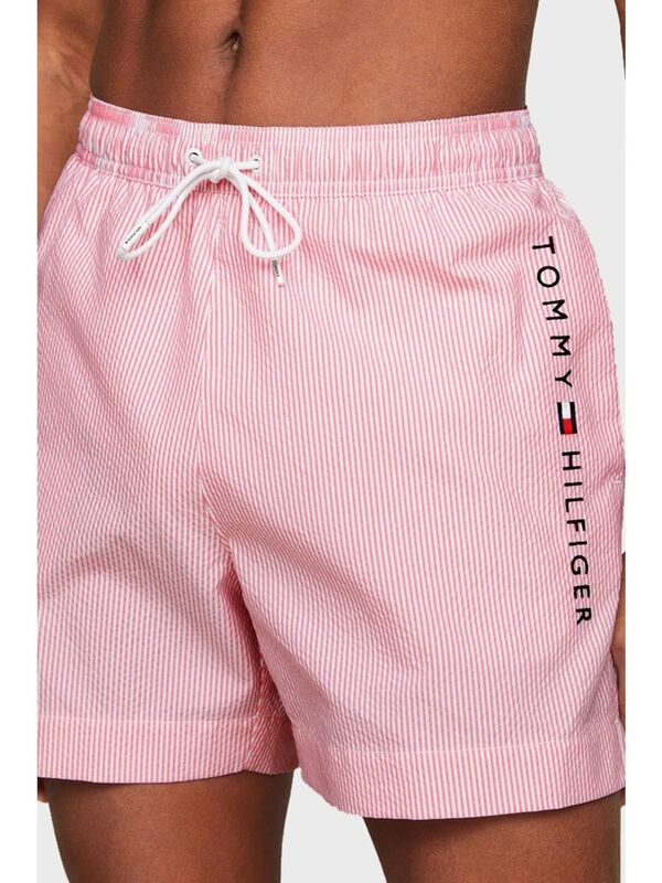 Tommy Hilfiger - MEDIUM DRAWSTRING STRIPE Erkek Beyaz Deniz Şortu - UM0UM03265