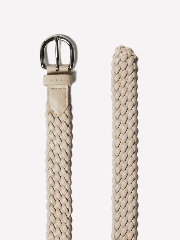 Metal Tokalı Örgülü Eko-Deri Kemer Kadın Bej Kemer - 325P6QAJWL031