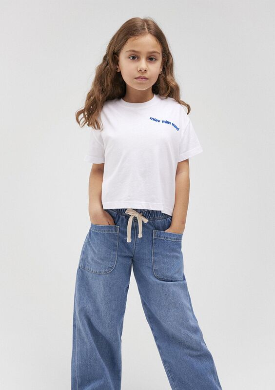 MIAV BASKILI CROP TİŞÖRT Kız Çocuk Beyaz T-Shirt - M7610180
