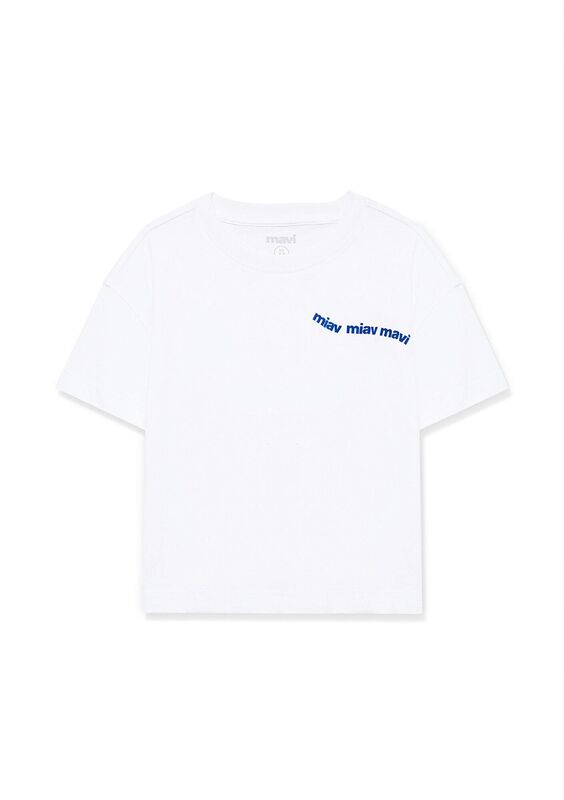 MIAV BASKILI CROP TİŞÖRT Kız Çocuk Beyaz T-Shirt - M7610180