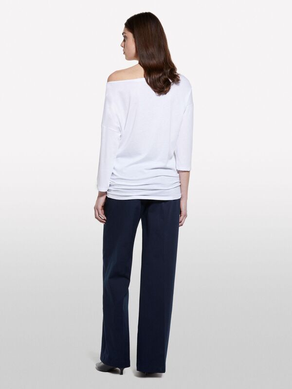 Modal Karışımlı Kayık Yaka Regular Fit T-Shirt Kadın Beyaz T-Shirt - 325P3QU4L12EE