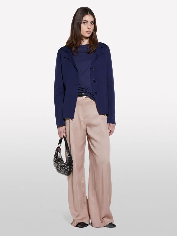 Modal Karışımlı Kayık Yaka Regular Fit T-Shirt Kadın LACİVERT T-Shirt - 325P3QU4L12EE