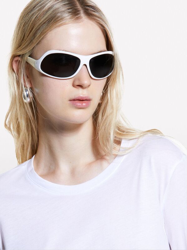 Modal Karışımlı Regular Fit Uzun Kollu T-Shirt Kadın Beyaz T-Shirt - 324A3QU4L102Y