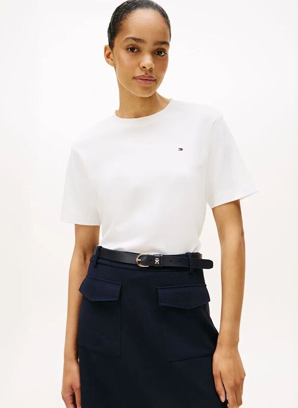 Tommy Hilfiger - MODERN INTERLOCK BOXY SS TEE Kadın Beyaz T-Shirt - WW0WW47458