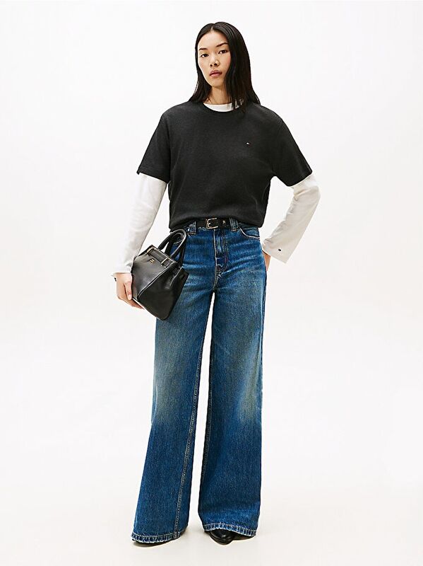 MODERN INTERLOCK BOXY SS TEE Kadın Gri T-Shirt - WW0WW47458