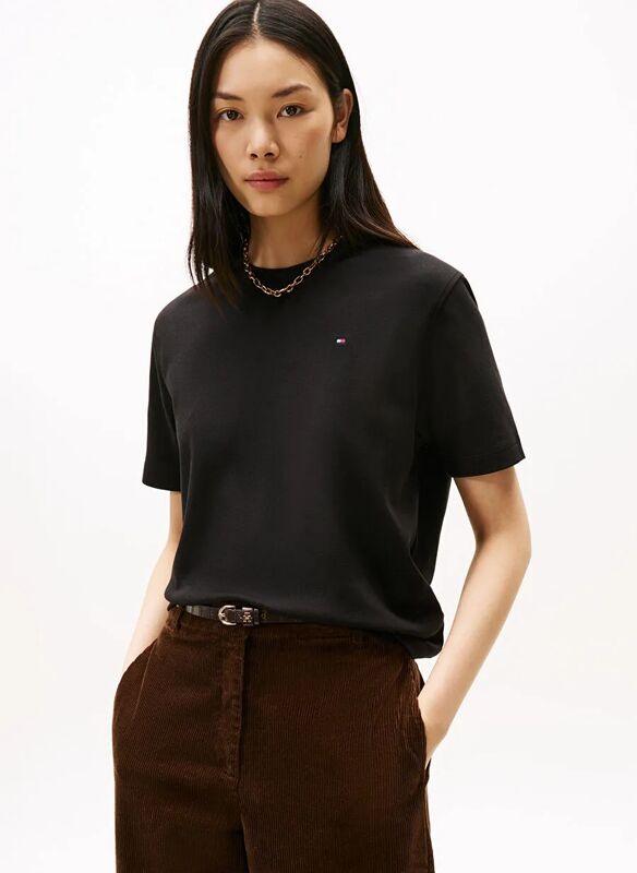 Tommy Hilfiger - MODERN INTERLOCK BOXY SS TEE Kadın Siyah T-Shirt - WW0WW47458