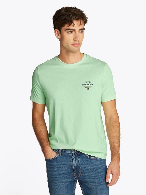 Tommy Hilfiger - MONOTYPE ALL AMERICAN TEE Erkek Yeşil T-Shirt - MW0MW38644