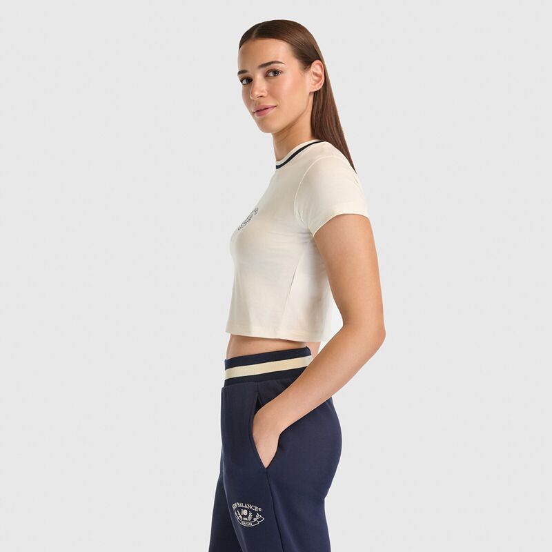 NB Lifestyle Women Tshirt Kadın Bej T-Shirt - WNT3501