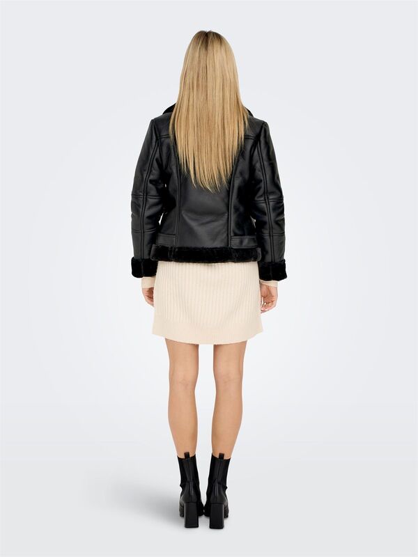 ONLAGNETE FAUX LEATHER BIKER JKT CS OTW Kadın Siyah Mont - 15260002