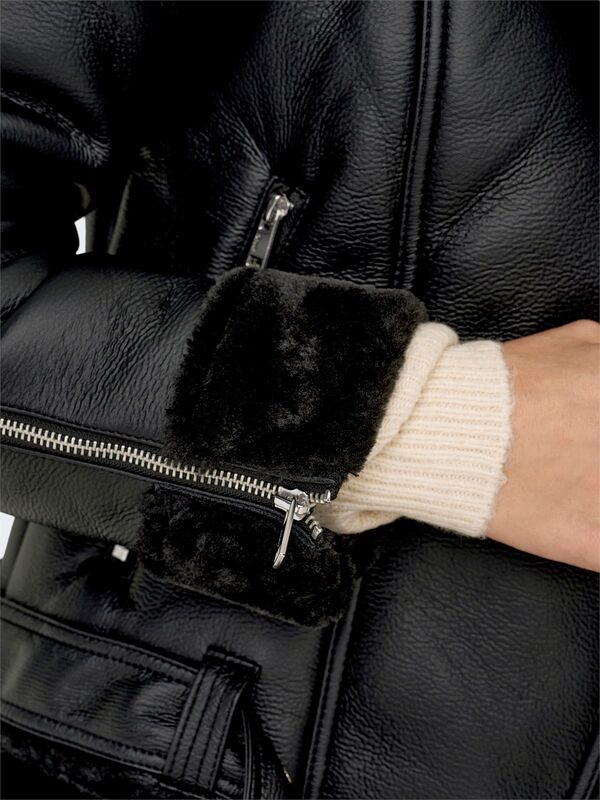 ONLAGNETE FAUX LEATHER BIKER JKT CS OTW Kadın Siyah Mont - 15260002