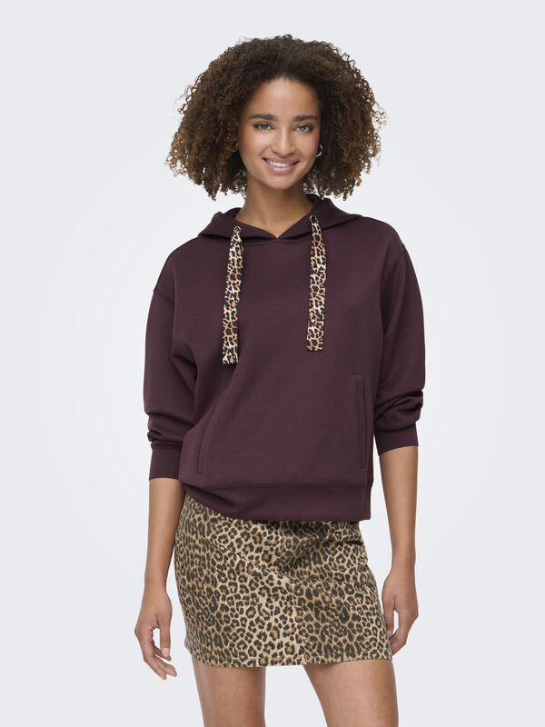 Only - ONLALINA LIFE LEO DETAIL HOOD BOX SWT Kadın Mor Sweatshirt - 15364546